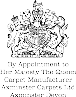 By appointment to Her Majesty The Queen Carpet Manufacturer Axminster Carpets Ltd Axminster Devon Royal warrant